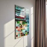 Digital Mosaic Vertical Glass Wall Art - Tempered Glass Rectangular Wall Decor