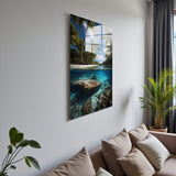 Tropical Mirror Vertical Glass Wall Art - Tempered Glass Rectangular Wall Decor