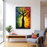 Tree Of Life Solara Vertical Glass Wall Art - Tempered Glass Rectangular Wall Decor