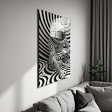 Monochrome Swirl Vertical Glass Wall Art - Tempered Glass Rectangular Wall Decor