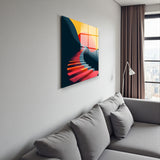 Ascend Square Tempered Glass Wall Art - Abstract Design - Large Glass Decor for Living Room & Office