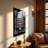 Christian Glass Wall Art - [ I can do all things through Christ who strengthens me. (Philippians 4 13)] Bible Scripture Decor