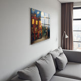 Streetscape Square Tempered Glass Wall Art - Abstract Design - Large Glass Decor for Living Room & Office