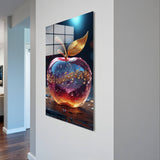 Cosmic Apple Vertical Glass Wall Art - Tempered Glass Rectangular Wall Decor