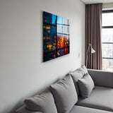 Reflections Square Tempered Glass Wall Art - Abstract Design - Large Glass Decor for Living Room & Office