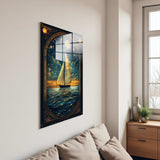 Lunar Passage Vertical Glass Wall Art - Tempered Glass Rectangular Wall Decor