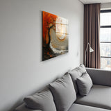 Ember Square Tempered Glass Wall Art - Abstract Design - Large Glass Decor for Living Room & Office