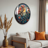 Blossom Round Glass Wall Art - Tempered Glass Circle Wall Decor