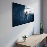Astronaut Panoramic Tempered Glass Wall Art - Horizontal Rectangular Wall Decor