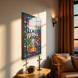 Christian Glass Wall Art - [Give thanks to the Lord, for He is good; His love endures forever. (Psalm 107 1)] Bible Scripture Decor