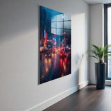 City Reflections Vertical Glass Wall Art - Tempered Glass Rectangular Wall Decor
