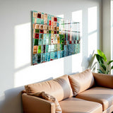 Digital Mosaic Panoramic Tempered Glass Wall Art - Horizontal Rectangular Wall Decor