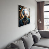 Genius Square Tempered Glass Wall Art - Abstract Design - Large Glass Decor for Living Room & Office