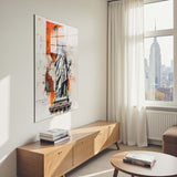 Liberty Abstract Vertical Glass Wall Art - Tempered Glass Rectangular Wall Decor