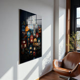 Dreamscape House Vertical Glass Wall Art - Tempered Glass Rectangular Wall Decor