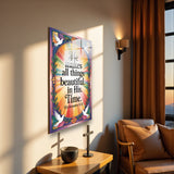 Christian Glass Wall Art - [He makes all things beautiful in His time. (Ecclesiastes 3 11)] Bible Scripture Decor