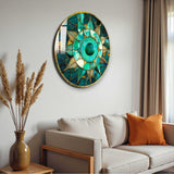 Emerald Round Glass Wall Art - Tempered Glass Circle Wall Decor