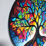 Tree Of Life, Tempered Glass Wall Art,Abstract Wall Painting, Home Decor, Housewarming Gift, Wall Hangings, Round Wall Art, Wall Decor, Stained Glass Art (Vitality)