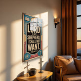 Christian Glass Wall Art - [The Lord is my shepherd; I shall not want. (Psalm 23 1)] Bible Scripture Decor