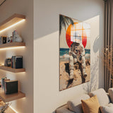 Desert Voyager Vertical Glass Wall Art - Tempered Glass Rectangular Wall Decor