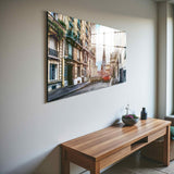 Paris Streets Panoramic Tempered Glass Wall Art - Horizontal Rectangular Wall Decor