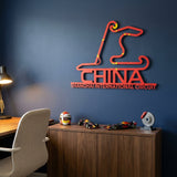 Shanghai International Circuit Formula One Metal Race Map – China Flag Wall Art