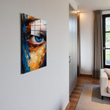 The Gaze Vertical Glass Wall Art - Tempered Glass Rectangular Wall Decor