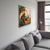 Fusion Square Tempered Glass Wall Art - Abstract Design - Large Glass Decor for Living Room & Office