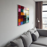 Spectrum Square Tempered Glass Wall Art - Abstract Design - Large Glass Decor for Living Room & Office