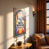 Christian Glass Wall Art - [Faith can move mountains. (Matthew 17 20)] Bible Scripture Decor