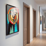 Forest Guardian Vertical Glass Wall Art - Tempered Glass Rectangular Wall Decor