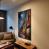 Urban Spark – 3D Carved Wood Wall Art - Textured Vertical Wall Decor