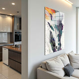 Spectral Steed Vertical Glass Wall Art - Tempered Glass Rectangular Wall Decor