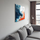 Tide Square Tempered Glass Wall Art - Abstract Design - Large Glass Decor for Living Room & Office