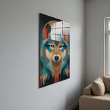 Arctic Wolf Vertical Glass Wall Art - Tempered Glass Rectangular Wall Decor