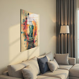 Ethereal Grace Vertical Glass Wall Art - Tempered Glass Rectangular Wall Decor