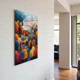 Autumn Canopy Vertical Glass Wall Art - Tempered Glass Rectangular Wall Decor