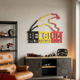 Spa-Francorchamps Formula One Metal Race Map – Belgium Flag Wall Art