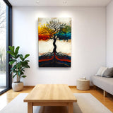 Tree Of Life Calvora Vertical Glass Wall Art - Tempered Glass Rectangular Wall Decor