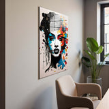 Color Burst Vertical Glass Wall Art - Tempered Glass Rectangular Wall Decor