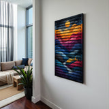 Mountain Dawn – 3D Carved Wood Wall Art - Textured Vertical Wall Decor