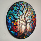 Tree Of Life, Tempered Glass Wall Art,Abstract Wall Painting, Home Decor, Housewarming Gift, Wall Hangings, Round Wall Art, Wall Decor, Stained Glass Art (Radiance)