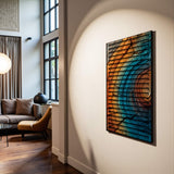 Chromatic Rings – 3D Carved Wood Wall Art - Textured Vertical Wall Decor