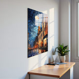 Urban Spark Vertical Glass Wall Art - Tempered Glass Rectangular Wall Decor