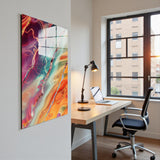 Crimson Tide Vertical Glass Wall Art - Tempered Glass Rectangular Wall Decor