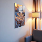 Gilded Sparks Vertical Glass Wall Art - Tempered Glass Rectangular Wall Decor