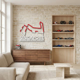 Marina Bay Street Circuit Formula One Metal Race Map – Singapore Flag Wall Art