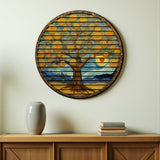 Tranquil Tree Of Life Wall Decor – Round 3D Carved Wood Wall Art