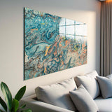 Water Waves Panoramic Tempered Glass Wall Art - Horizontal Rectangular Wall Decor
