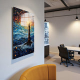 Sea Light Vertical Glass Wall Art - Tempered Glass Rectangular Wall Decor